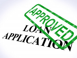 Loan application with a green checkmark
