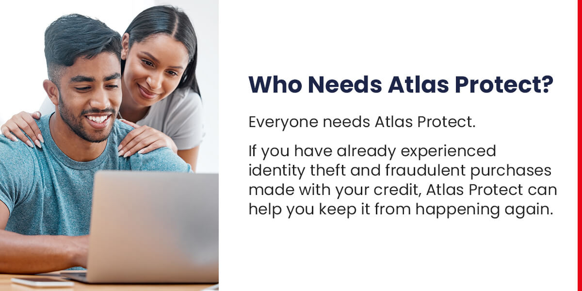 Man and woman learning more about Atlas Protect on their laptop